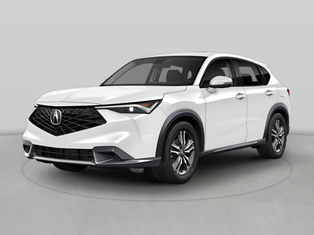 A white Acura 2025 Acura ADX SUV with a modern design, featuring a hexagonal grille and sleek body lines.