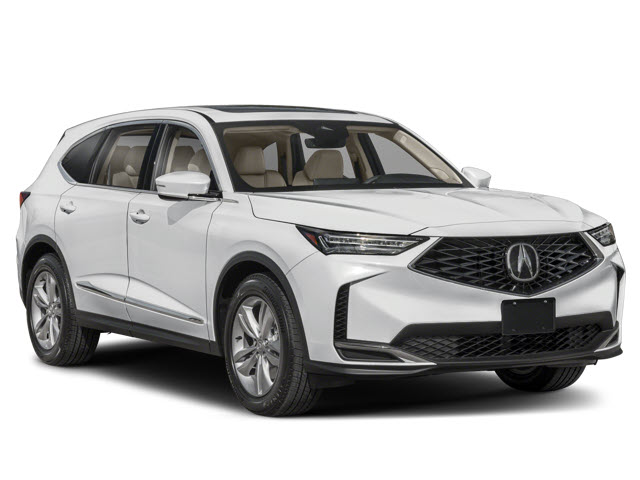 A white 2026 Acura MDX SUV parked with a sleek design and beige interior.