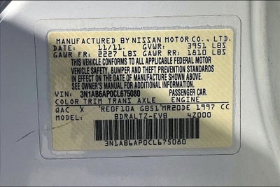 2012 Nissan Sentra 2.0 SR