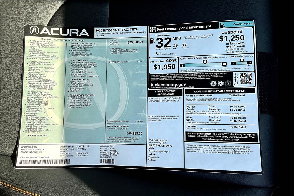 2026 Acura Integra A-Spec Tech Package