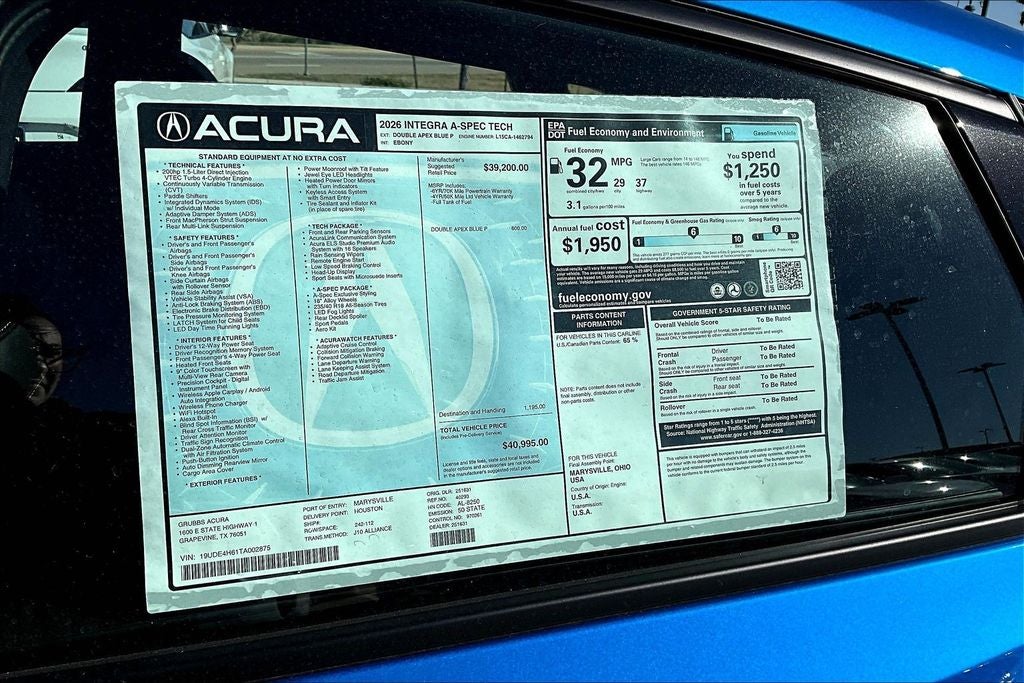 2026 Acura Integra A-Spec Tech Package