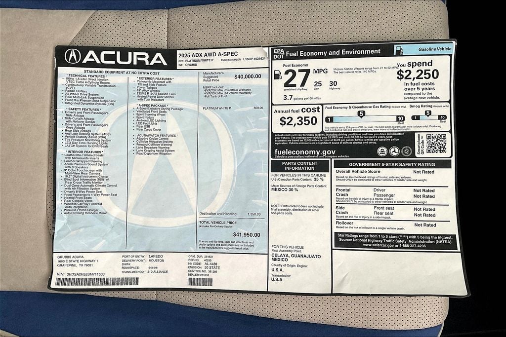 2025 Acura ADX A-Spec Package
