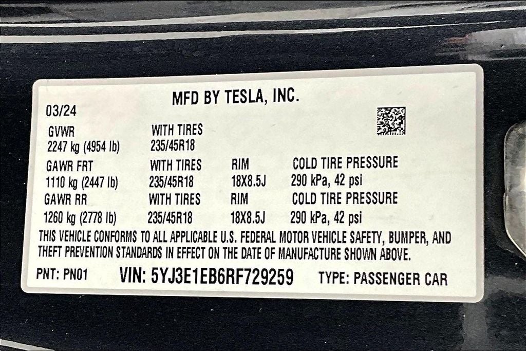 2024 Tesla Model 3 Long Range