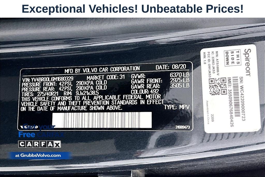 2021 Volvo XC90 Recharge Plug-In Hybrid T8 Inscription 6 Passenger